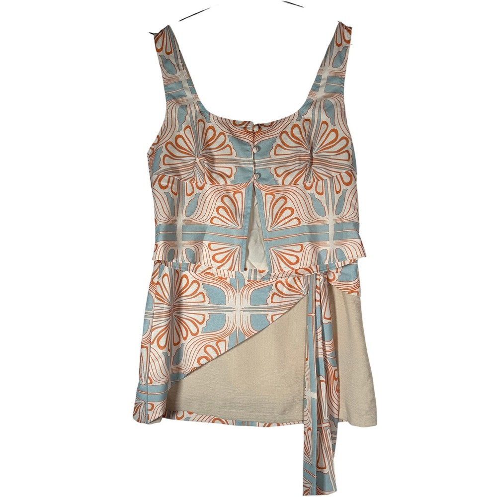 Graphic Retro‎ Lost in Lunar Mini Skirt Sahara Print Top Set Blue Orange Medium